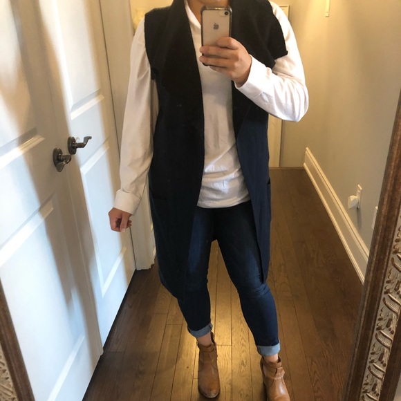 Navy Blue and Black Cut off Cardigan - Picture 5 of 5